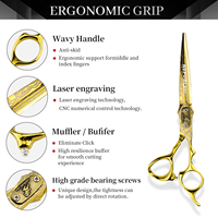 Ciseaux de coiffure professionnels 6.0 pouces en acier Damas doré, nouveau design tendance, ciseaux plats et ciseaux à dents, personnalisables avec logo, HS-690