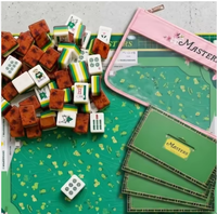 En stock : Ensemble complet de tapis, nappe et jetons de Mahjong Golf Masters, imperméable, antidérapant, pour 4 joueurs, jeu de casino avec sac