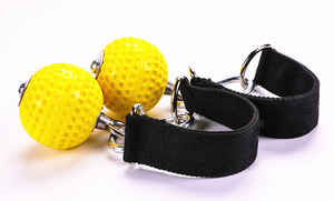 Poignées de traction Duolite jaunes pour exercices de force, sangles antidérapantes en nylon et acier, logo personnalisé, entraîneur de force corporelle - Product Image 3