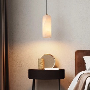 Lámpara de Cobre Simple de Lujo Ligero, Estilo Chino Moderno, para Hotel de Alta Gama, Mesita de Noche, Barra, con Mármol Español Importado, de Una Sola Cabeza - Product Image 3