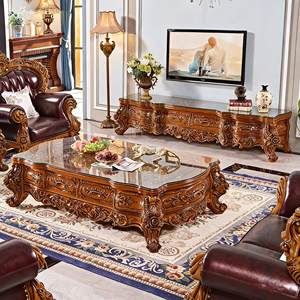 โต๊ะกาแฟไม้เนื้อแข็งสไตล์ยุโรป ตู้ไม้ ชุดโต๊ะมุม ตู้แกะสลักสำหรับห้องนั่งเล่นในบ้าน วิลล่า โรงแรม เฟอร์นิเจอร์สำหรับบ้านและโรงแรม - Product Image 1