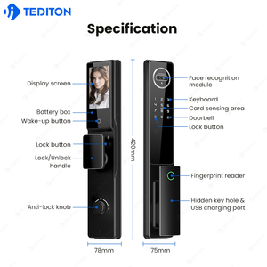 Système d'interphone vidéo Tediton TTlock Reconnaissance faciale Serrures de sécurité domotiques intelligentes Serrure de porte intelligente avec balayage de paume - Product Image 6