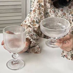 European Style Retro Vertical Pattern Juice Glass Red <b>Wine</b> <b>Goblet</b> for Party - Product Image 4