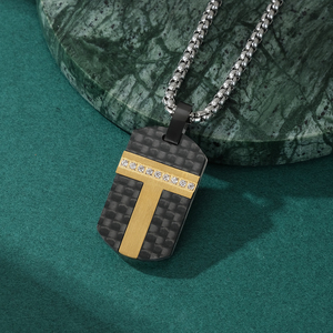 Hip Hop Herren Edelstahl Link Chain Halsketten Rechteckige Form Geometrischer Anhänger mit kubischem Zirkon Fashion Man Schmuck - Product Image 2