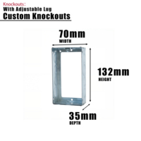 Extension de boîtier électrique Boîte GI rectangulaire de 3x6 pouces 35mm de profondeur avec boîte à anneaux d'extension de 25mm et 20mm