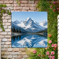 Kar Dağı Gölü Yansıması Alüminyum Panel Tablo Metal Dekoratif Plaka Alüminyum Duvar Paneli 20 cm