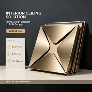 Système de dalles de plafond en acier inoxydable 3D personnalisé, panneau métallique géométrique, revêtement de plafond décoratif pour hôtel, bureau - Product Image 2
