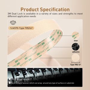 Cinta Adhesiva Ecológica de Bajo Perfil con Cierre Doble, Cinta de Gancho y Bucle Reutilizable Transparente en Varios Tamaños - Product Image 3