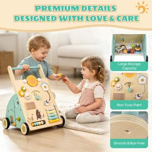 Marche-bébé musical en bois certifié pour les 25-36 mois, développe les capacités motrices et stimule l'apprentissage de la poussée et du tirage - Product Image 5