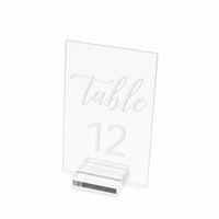 Support de carte de visite moderne en acrylique personnalisé pour bureau, format A4, avec pince et support de plaque nominative de bureau, montage facile