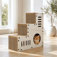 Arbre à chat et lit vertical en carton ondulé avec échelle d'escalade - Écologique, durable, anti-déchirure, montage facile, toutes saisons