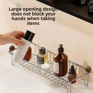 Mensola Minimalista in Acciaio Inossidabile per Lavabo Bagno, Organizer Portatile da Appoggio con Drenaggio, Salvaspazio - Product Image 2