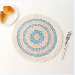 Mandala Boho Woven Placemat With Fringe Pom Tassels Wedding Parties Decor Heat-Resistant <b>for</b> Dining <b>Table</b> - Product Image 3