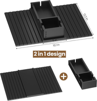 Plateau de canapé en bambou avec porte-gobelet amovible 2-en-1, table d'appoint antidérapante et pliable pour fauteuil