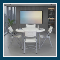 Tables rondes modernes pliantes en HDPE de 5 pieds pour événements extérieurs, repas, location et pique-niques - Vente en gros Moon