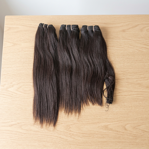 Extensiones de paquete Frontal de onda de agua recta sedosa de pelo indio virgen Natural 100% con cinta de trama doble cruda características invisibles - Product Image 1
