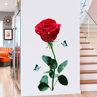 Décoration de salon, autocollant mural en forme de rose géante 3D