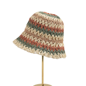 Hợp Thời Trang Dệt Sọc Xô Hat Trọng Lượng Nhẹ Rơm Ngư Dân Cap Upf50 + Mặt Trời Bảo Vệ Mùa Hè Bãi Biển Kỳ Nghỉ Hat - Product Image 1