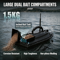 Barco de Pesca RC Profesional 2011-5, 1.5 kg, Alcance de 500 m, Motores Dobles, Detector de Peces, Transductor para Pescadores Aficionados