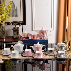 European-Style Court Gilded Colorful Ceramic Bone China Coffee <b>Set</b> Gift Wholesale Luxury Home Office Cups Dishwasher Safe - Product Image 1