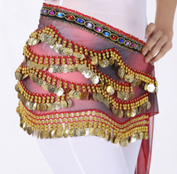 Adulte Taille Libre Or Coin Wrap Taille Hanche Écharpe Mousseline Colorée Crochet À La Main Ceinture De Performance De Danse Du Ventre