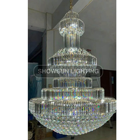 Lustre moderne de luxe en cristal doré, lustre suspendu en cristal LED