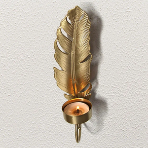Fábrica barata hoja pluma Metal cumpleaños oración hierro placa aromaterapia nórdico Metal vela titular votivo - Product Image 1