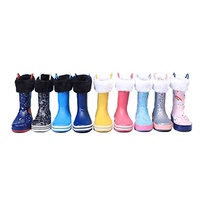 Bottes de pluie en caoutchouc imperméables pour enfants, pour l'hiver, avec doublure chaude, bottes de neige, chaussures d'extérieur pour enfants en hiver