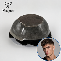 Prothèse capillaire DH-3 pour hommes, mono-top, lace front, PU, ligne de cheveux invisible, sans colle, sans clips, résistante à la transpiration, cheveux humains indiens Remy, usage quotidien
