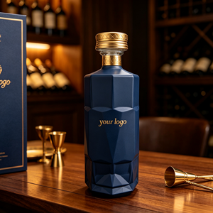 Bouteille en verre vide personnalisée transparente <span class=keywords><strong>de</strong></span> 500 ml et 700 ml pour spiritueux, liqueurs, whisky, brandy avec bouchon - Product Image 3