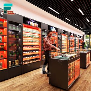 Présentoir de comptoir unique <span class=keywords><strong>Armoire</strong></span> de table <span class=keywords><strong>ronde</strong></span> en verre Présentoir de magasin de fumée Vitrine de meubles de magasin de fumée avec lumières - Product Image 3