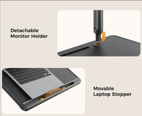 Bureau pour ordinateur portable à double écran, ergonomique, en cuir PU, pliable, réglable, table pour ordinateur portable portable, bureaux pour ordinateur portable amovibles