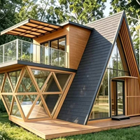 Maison préfabriquée en acier à double couche, étanche, avec toit triangulaire, maison capsule moderne en forme de A pour appartement, salle de sport, hôtel, hall, sous-sol