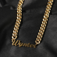 Collar con Placa de Nombre Personalizada de Acero Inoxidable, Cadena Cubana Dorada, Joyería Personalizada