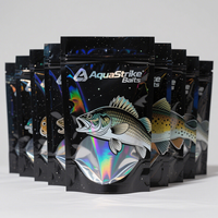 Haute qualité refermable pêche Doypack 3 joint latéral pochette à fermeture éclair fenêtre transparente Mylar sac pour poisson appât poudre