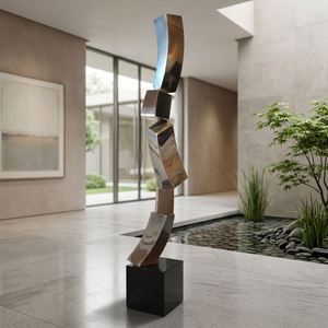 Escultura Abstracta de Acero Inoxidable de Arte Moderno Geométrico y Elegante para Decoración de Interiores y Exteriores, Vestíbulos de Hoteles y Oficinas de Alta Gama - Product Image 6