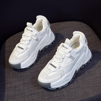 Fashion Chunky Sneakers Casual Sports Elevator Shoes Sneakers bianche scarpe con plateau da donna in vera pelle