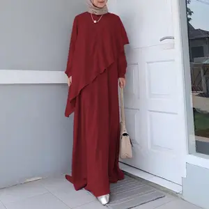 Elegant Irregular Turkey Dress Muslim Abaya Kaftan Islamic Clothing Women Long Sleeves Abaya Robe