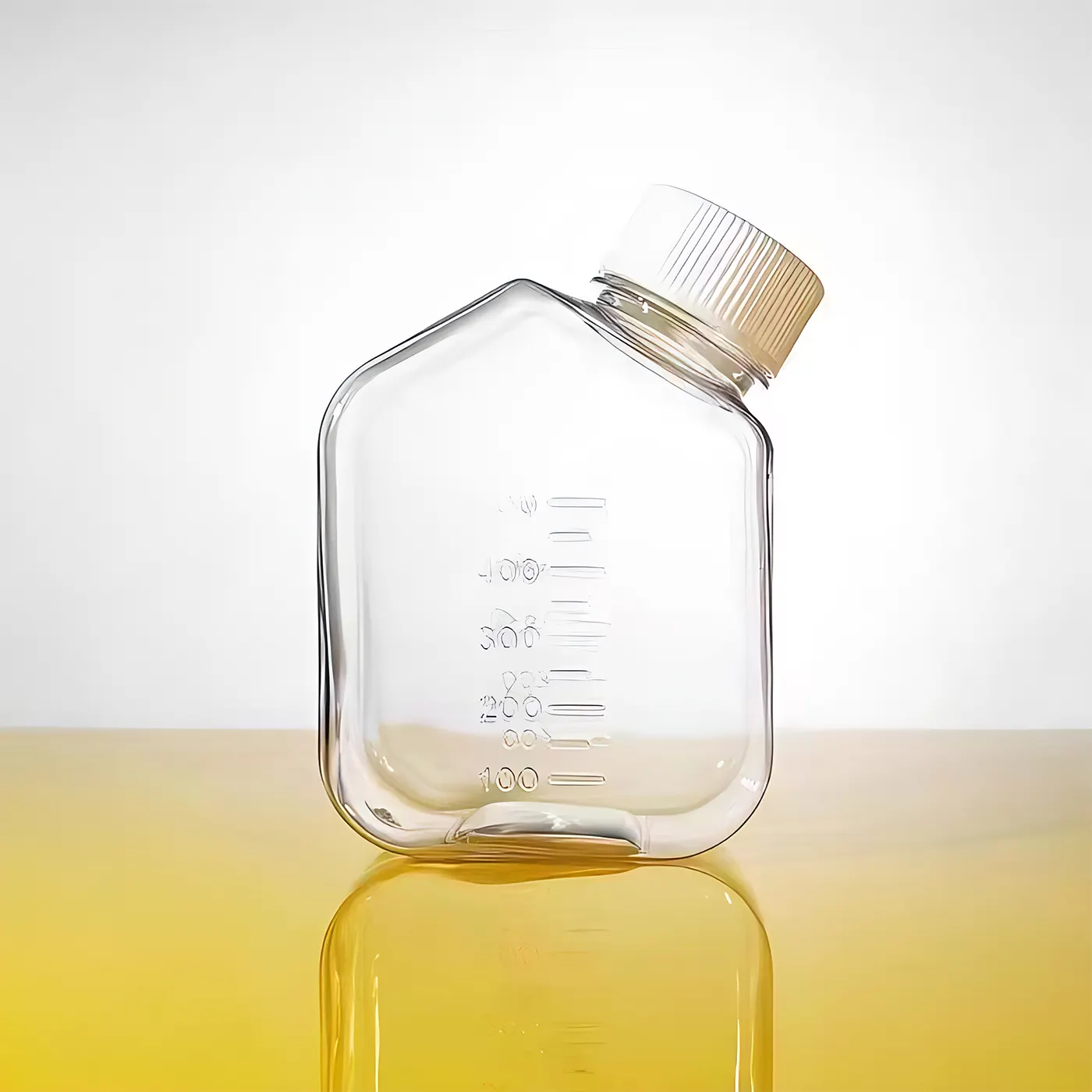 Yüksek kaliteli laboratuvar medya depolama şişesi tek kullanımlık kare şekli reaktif kültür şişeleri çeşitli boyutları mevcut PP PTFE plastik