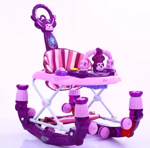 热卖3合1活动学步车婴儿摇杆，带喂养托盘和玩具/多功能8轮婴儿学步车，带音乐和天篷