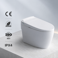 WC intelligent en céramique à chasse automatique, commande vocale, séchage à l'air, fixation au sol, évacuation en S, télécommande incluse