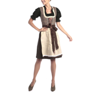 Robe Dirndl Traditionnelle pour Femme de Qualité Supérieure, Style Tablier en Tweed à Carreaux, Manches Courtes, Col Carré, Longueur Mini, Idéale pour les Célébrations et les Vacances