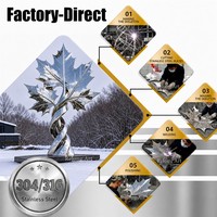 Sculpture d'arbre en forme de feuille d'érable en acier inoxydable sur mesure RELONG pour l'aménagement paysager des parcs publics extérieurs