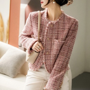 Áo khoác ngắn thời trang và thanh lịch của phụ nữ Mỹ Thu Đông Mới sang trọng Áo khoác ngắn bằng vải tuýt thô có mùi thơm nhỏ - Product Image 4