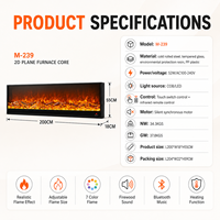 Cheminée électrique à insert LCD personnalisée en usine, avec chauffage intégré, construction métallique LED, pour hôtel et usage domestique, télécommande anglaise, OEM/ODM