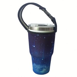 Reusable Iced Coffee Cup Sleeve Neoprene Insulated Sleeves Cup Holder with Handle Idea for Tumbler Cups <b>Protein</b> Shake <b>Bottles</b> - Product Image 3