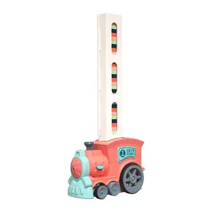 Nieuwe Domino Automatische Plaatsing Kleine Trein Kinder Geluid En Licht Puzzel Speelgoedauto