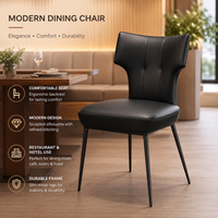 Chaise de salle à manger moderne de luxe, revêtement en similicuir noir, dossier sculpté, pieds en métal, pour restaurant, hôtel, usage domestique