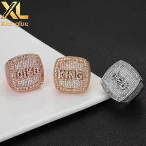 Customized DIY Letter Hip Hop <b>Ring</b> 18K <b>Gold</b> Plated Zircon <b>Set</b> for Unisex - Product Image 2