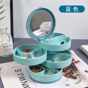 360 Degree Rotating Jewelry Box for Ear Studs Necklaces Bracelets Jewelry Storage Box Jewelry Box Organizer with <b>Mirror</b> - Product Image 6
